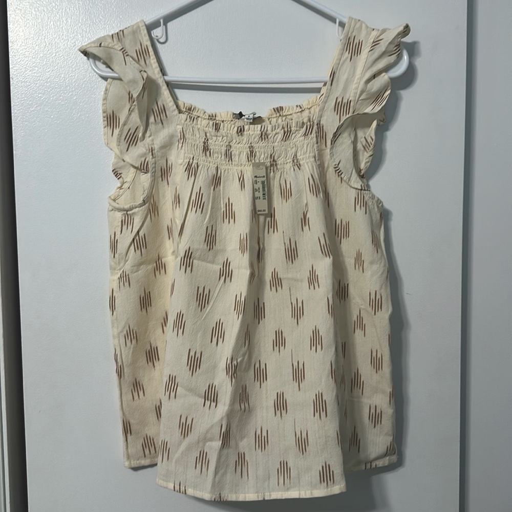 Madewell top ruffle cap sleeve NWT